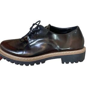 Vera Pelle leather oxfords loafers lace up spectator Italian Leather deep brown